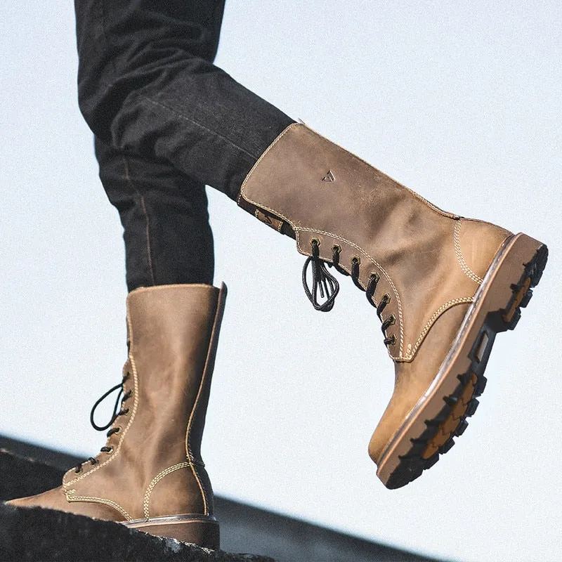 Vintage Brown Mens Long Boots
