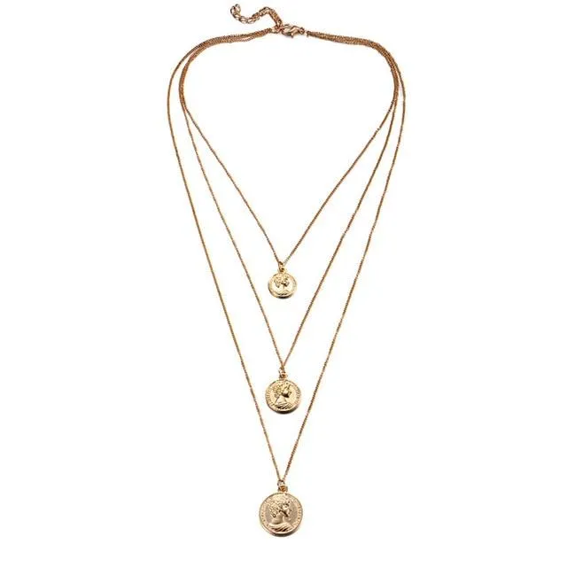 Vintage Carved Coin Necklace