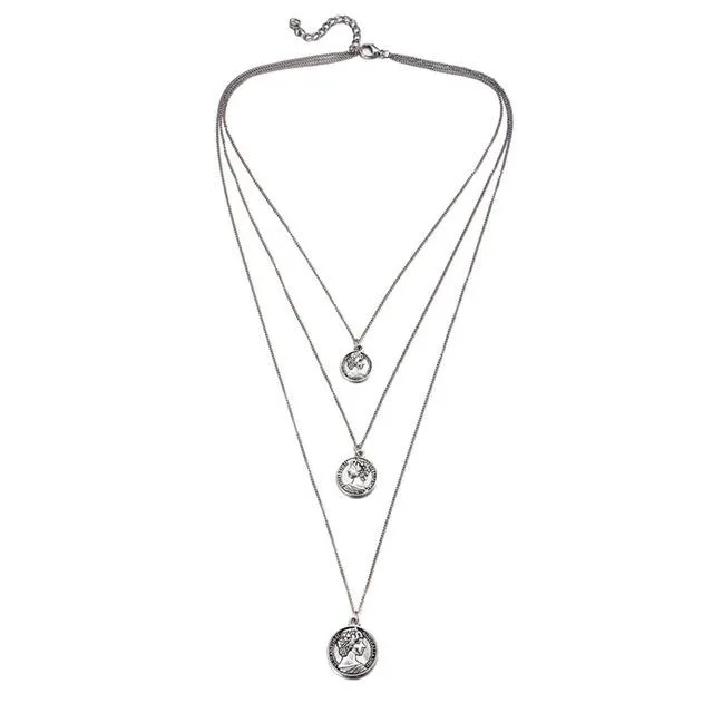 Vintage Carved Coin Necklace