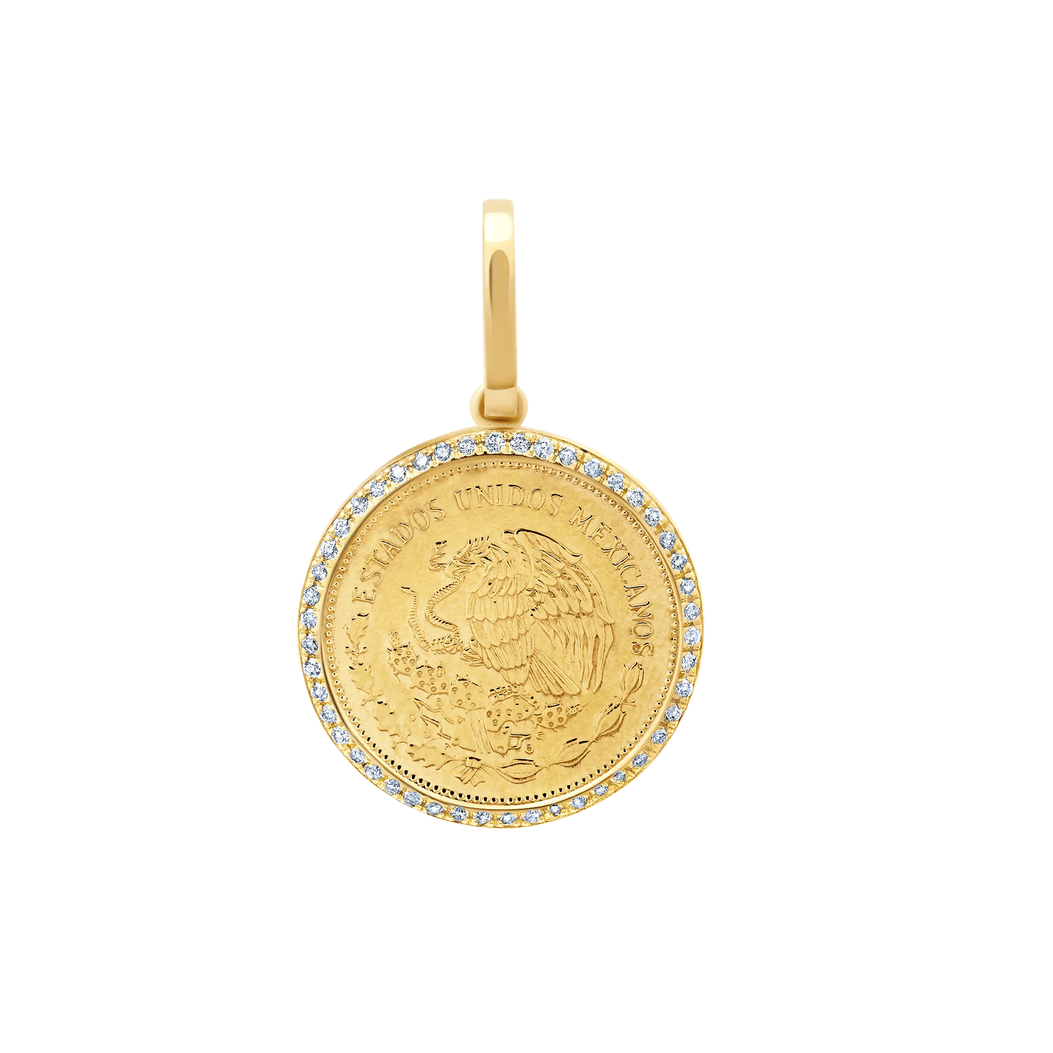 Vintage Coin Pendant with White Pavé Diamonds