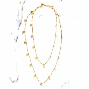 Vintage Dangling Coin Long Statement Necklace