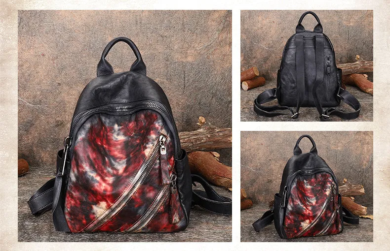 Vintage Dark Gray Leather Rucksack Bag Womens Best School Backpack Ladies Leather Backpack Purses