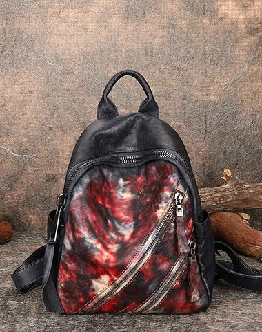 Vintage Dark Gray Leather Rucksack Bag Womens Best School Backpack Ladies Leather Backpack Purses