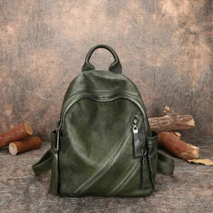 Vintage Dark Gray Leather Rucksack Bag Womens Best School Backpack Ladies Leather Backpack Purses