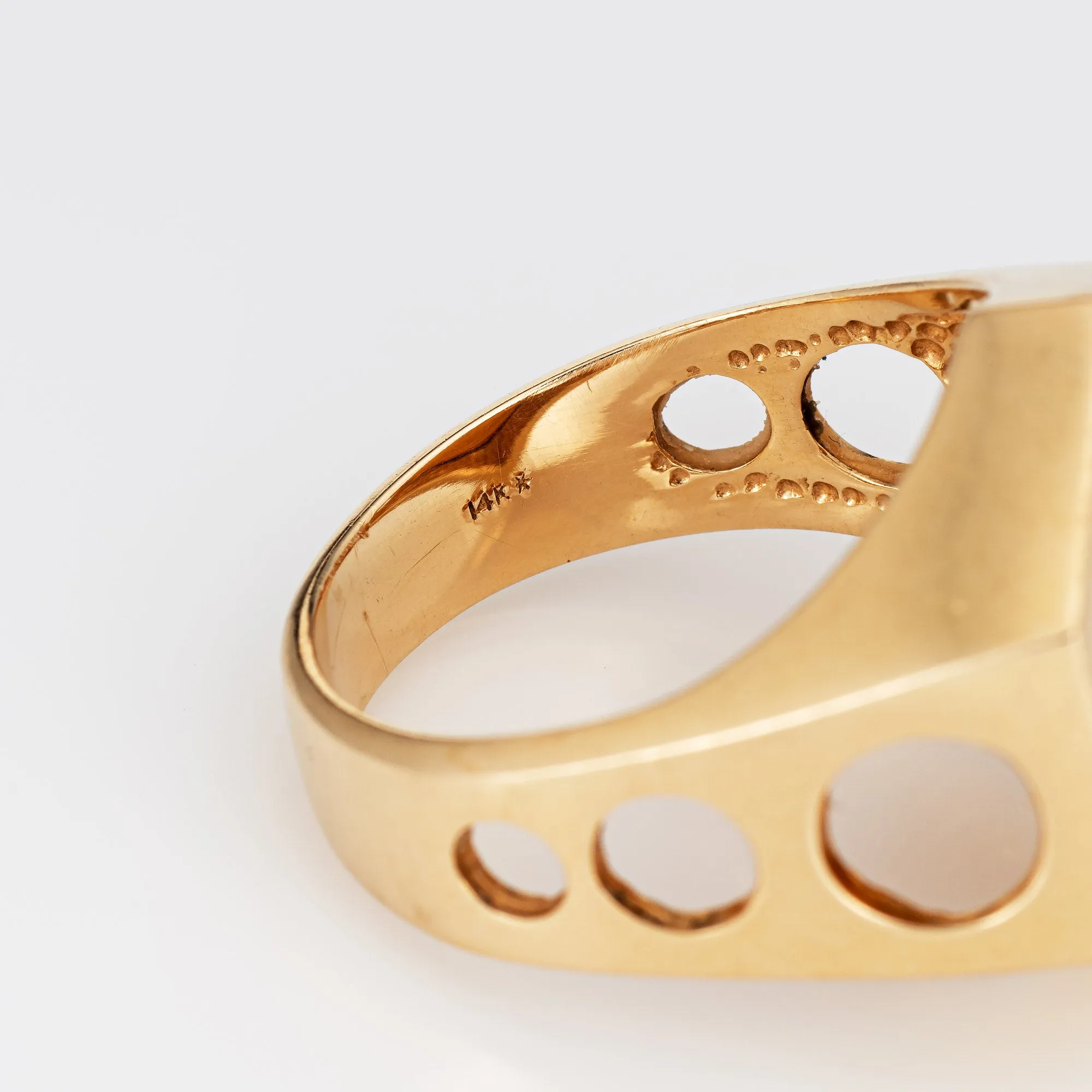 Vintage Dos Pesos 1945 Coin Ring 14k Yellow Gold Sz 10 Men's Signet Jewelry
