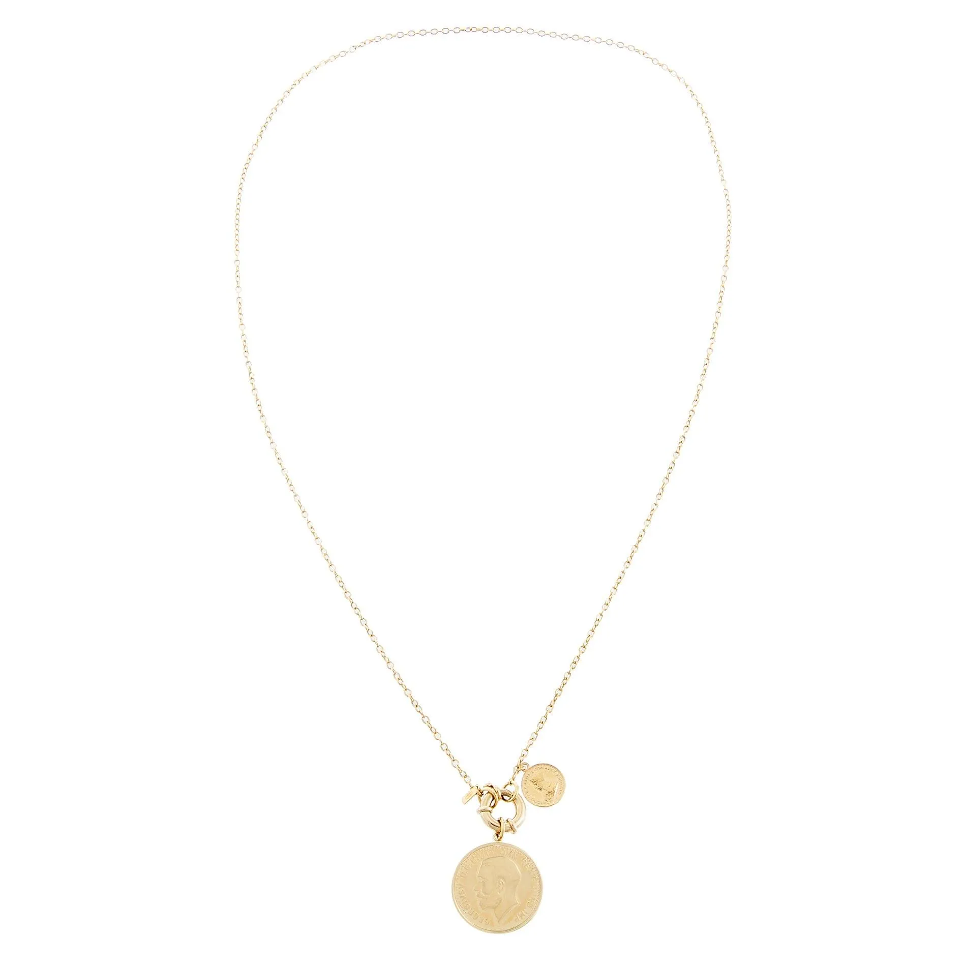 Vintage Double Coin Toggle Necklace 14K