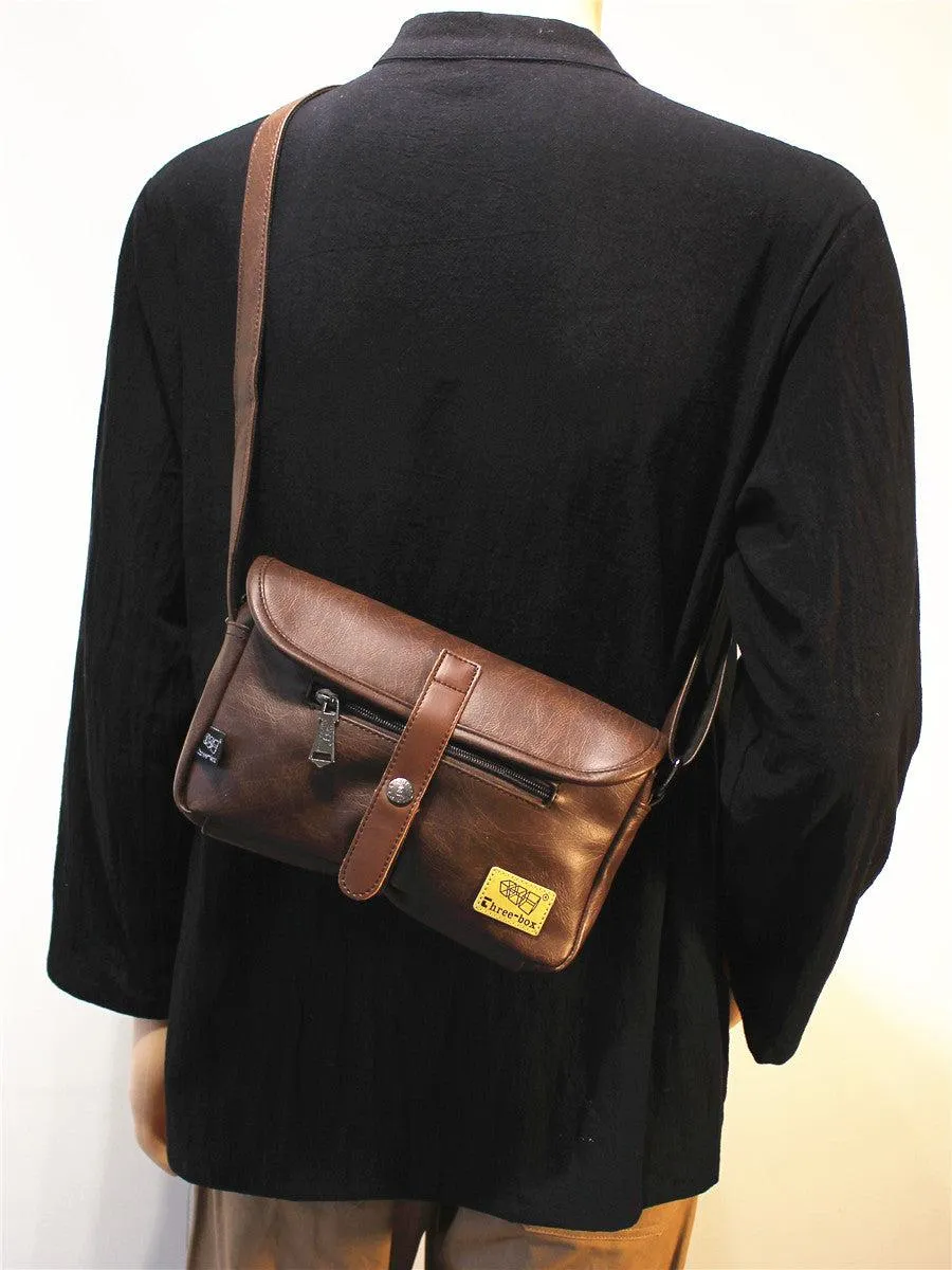 Vintage Faux Leather Crossbody Bag