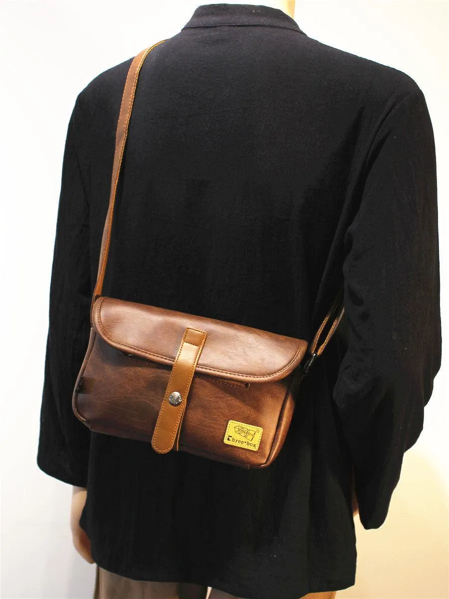 Vintage Faux Leather Crossbody Bag