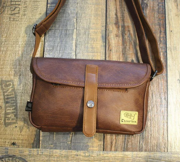 Vintage Faux Leather Crossbody Bag