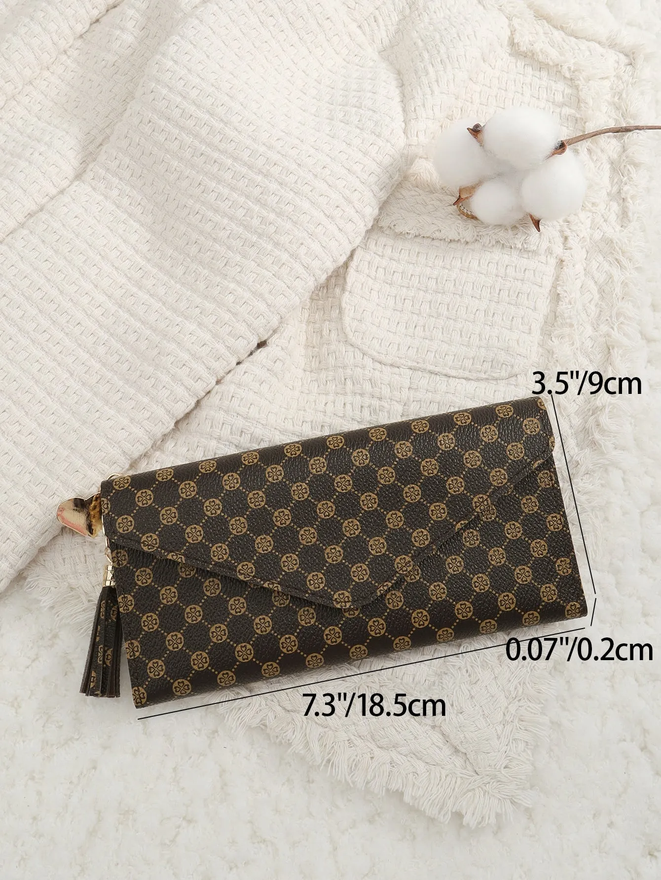 Vintage Fold Over Long Wallet - Coffee Brown