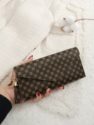 Vintage Fold Over Long Wallet - Coffee Brown