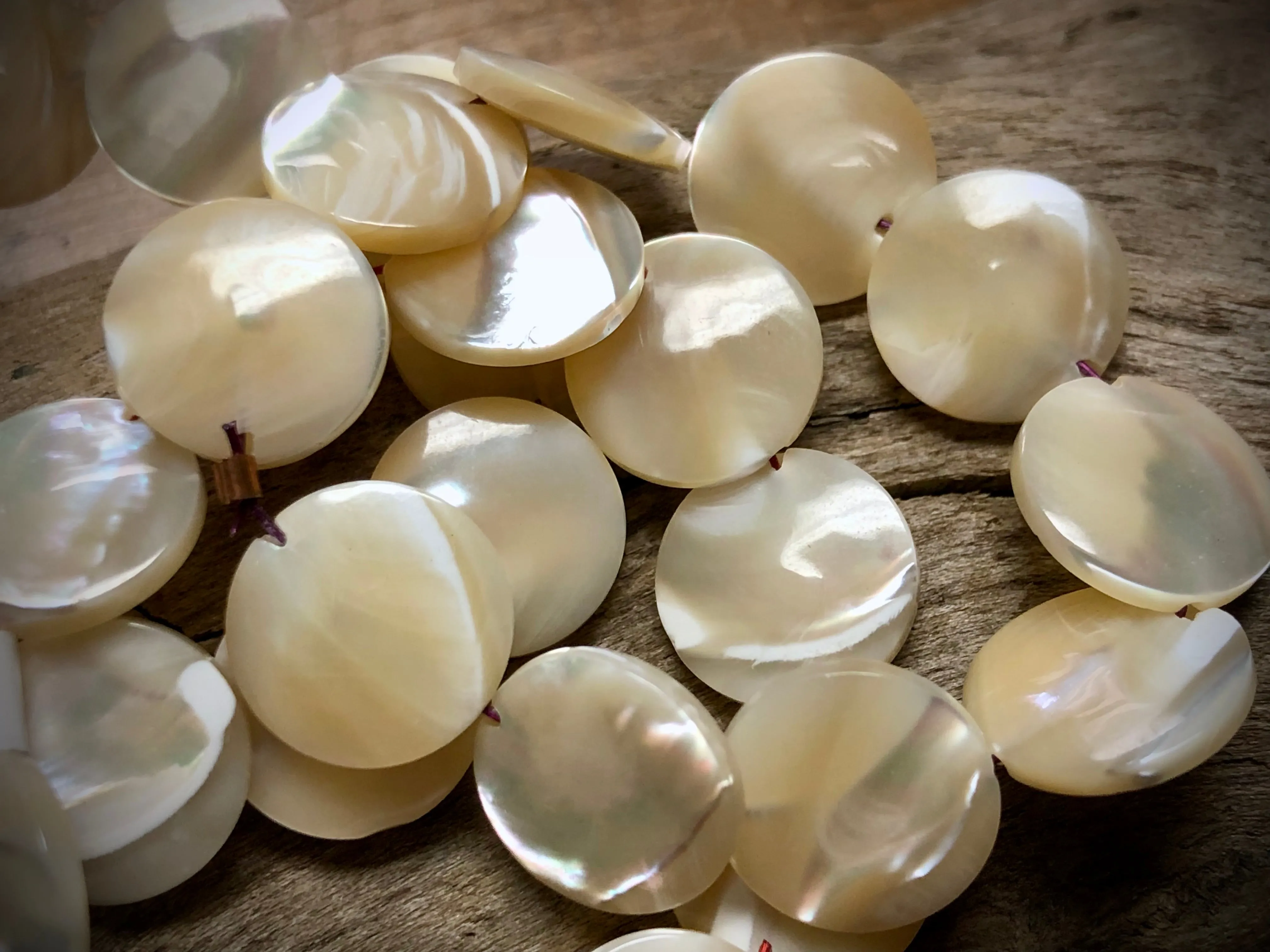 Vintage Mother of Pearl Coin Beads - 12mm