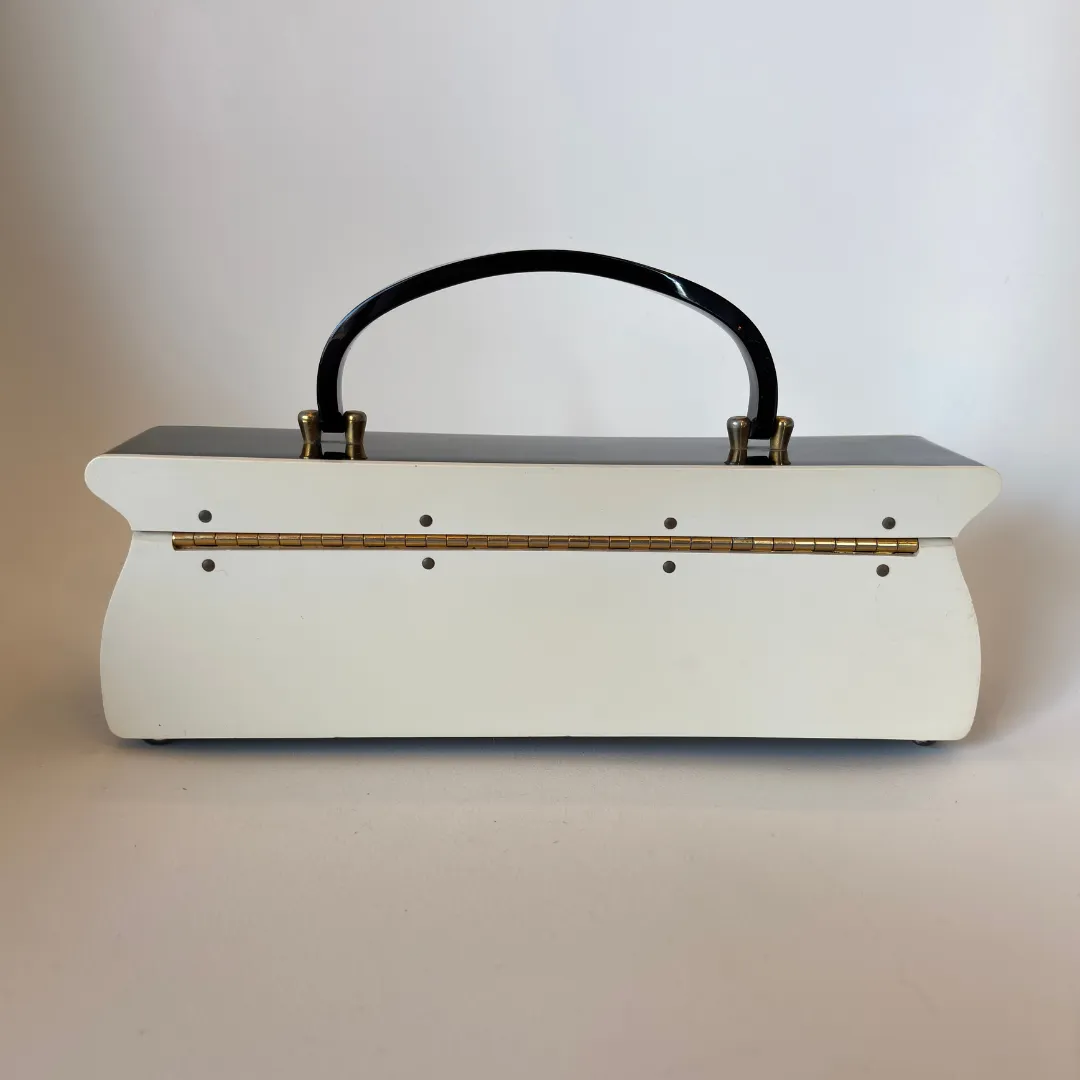 Vintage Patricia of Miami Black & White Lucite Purse (1129a)