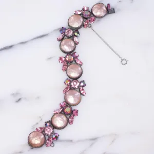 Vintage Pink Pearl and Pink Rhinestone Bracelet