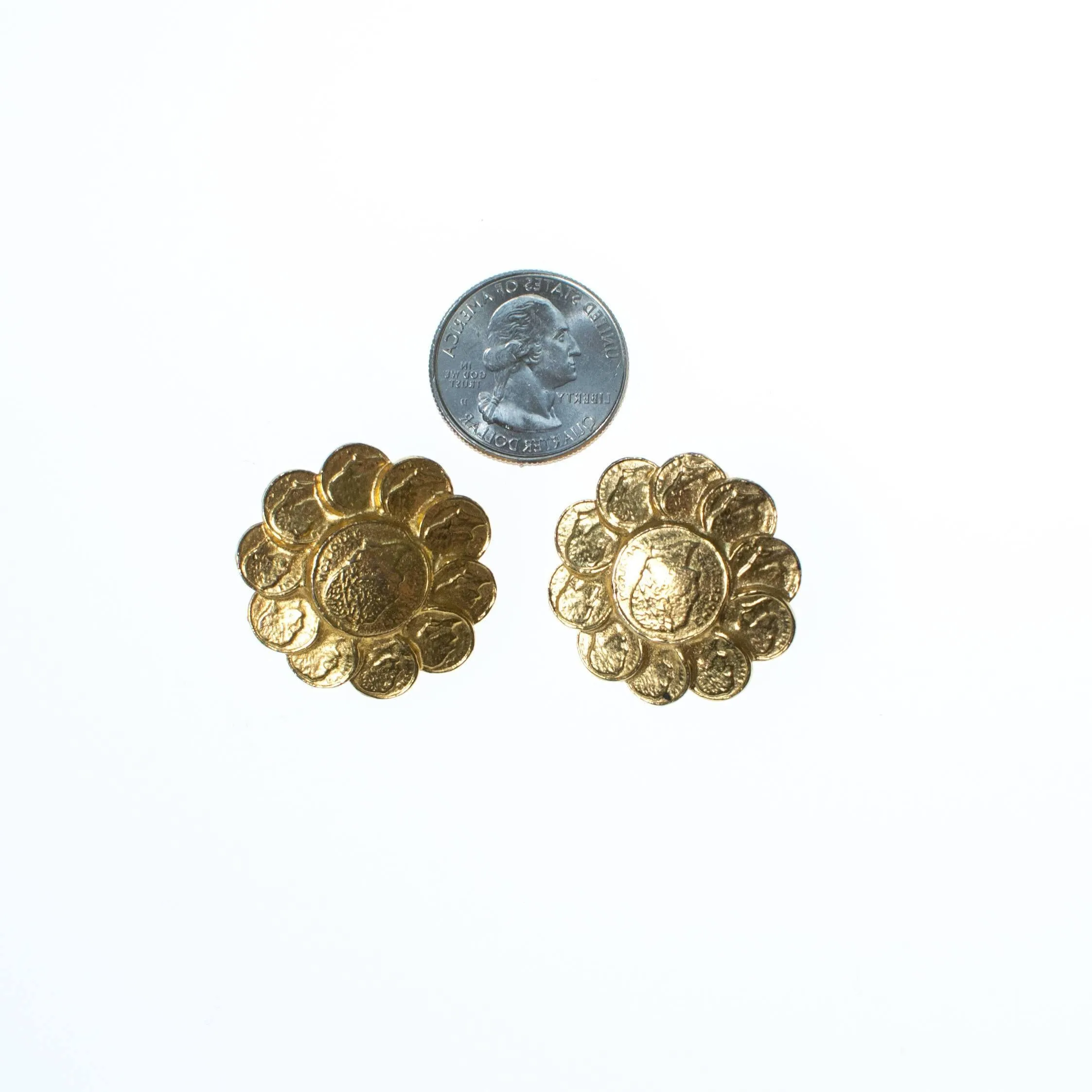 Vintage RJ Graziano Roman Gold Coin Earrings