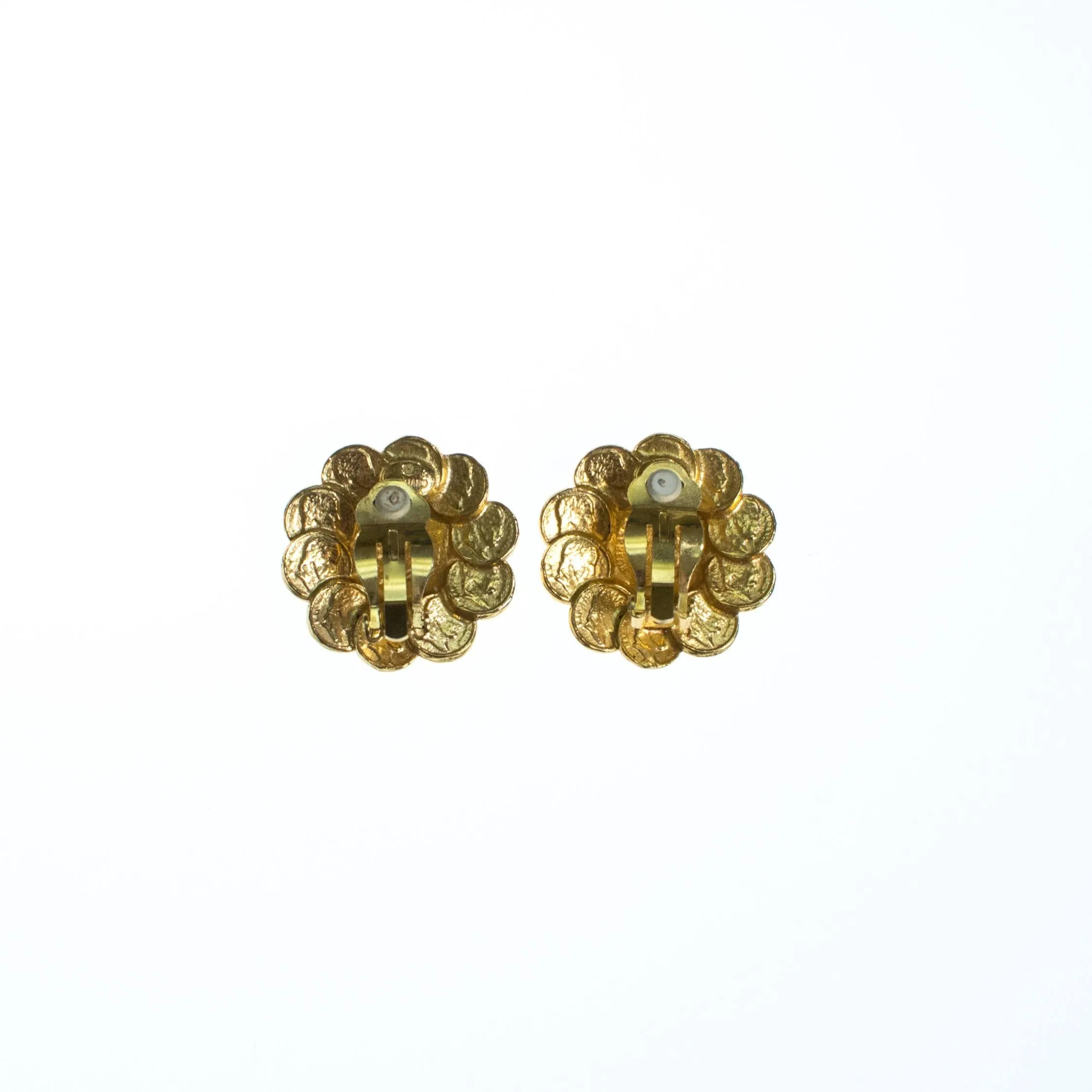 Vintage RJ Graziano Roman Gold Coin Earrings