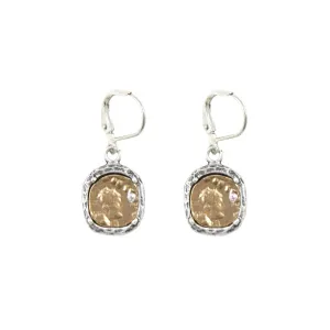 VINTAGE SILVER PAVIA COIN & FRAME DANGLE EARRINGS