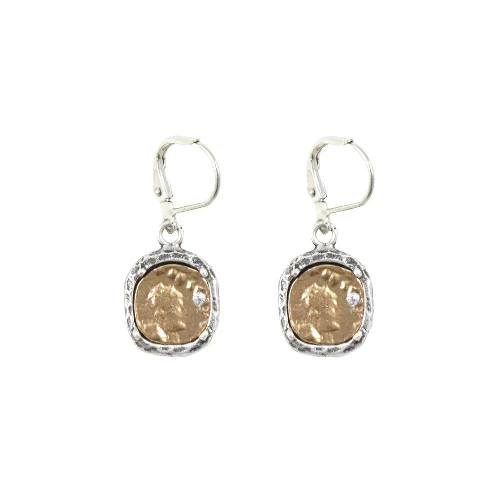 VINTAGE SILVER PAVIA COIN & FRAME DANGLE EARRINGS