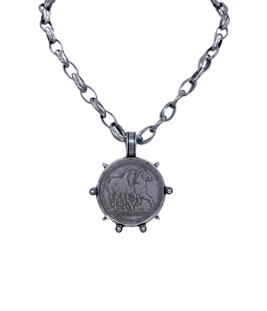 Vintage Sterling Plated Horse Coin Necklace