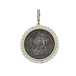 Vintage Suffragette Coin Diamond Round Bezel Enhancer