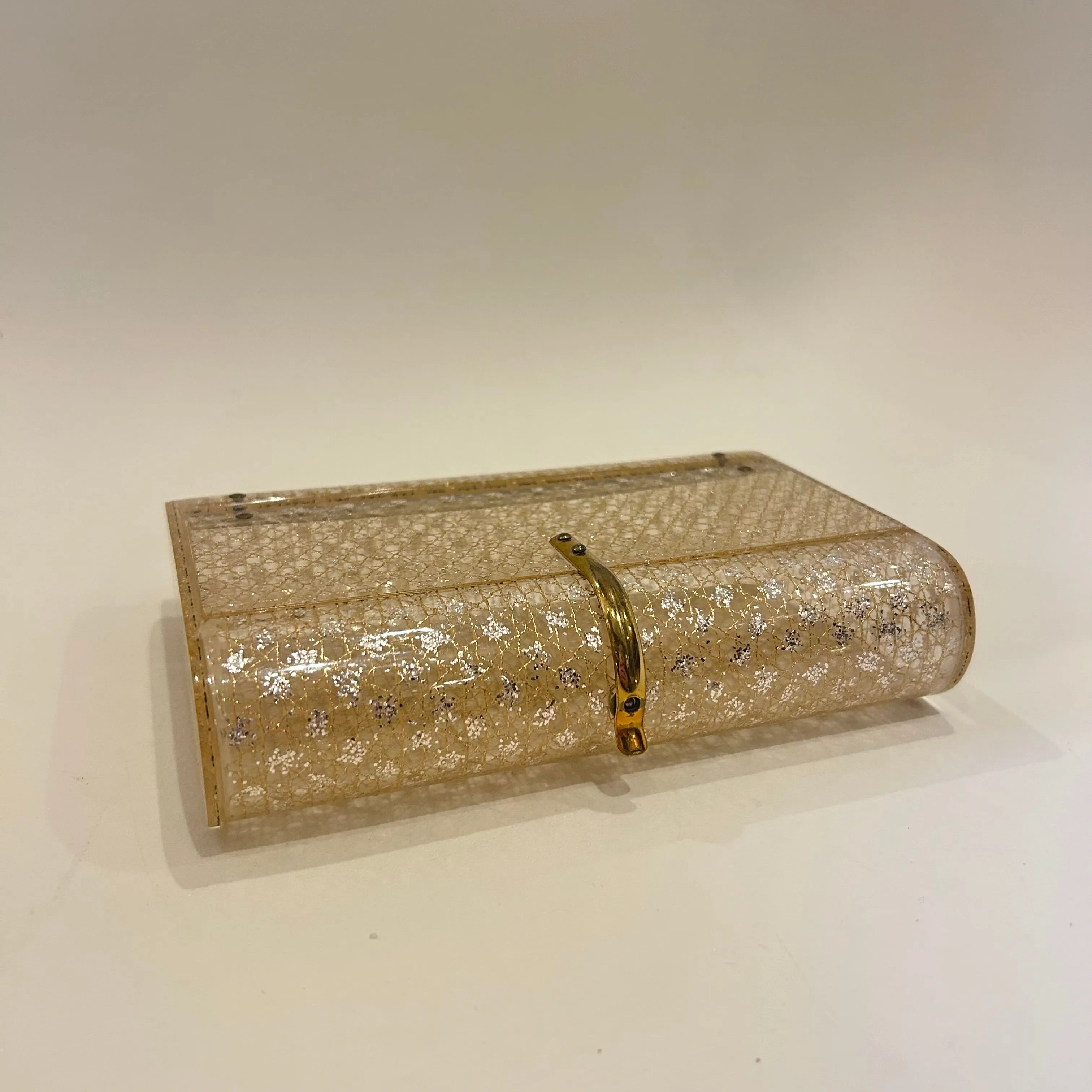 Vintage Wilardy Originals Stardust Lucite Clutch (1124e)