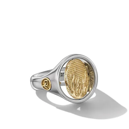 Water and Fire Ring in Silver and Yellow Gold, Size 11