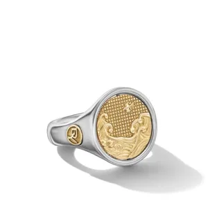 Water and Fire Ring in Silver and Yellow Gold, Size 9
