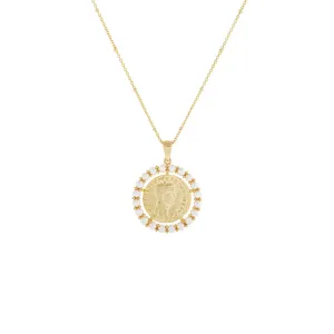 White Pearl Vintage Coin Necklace