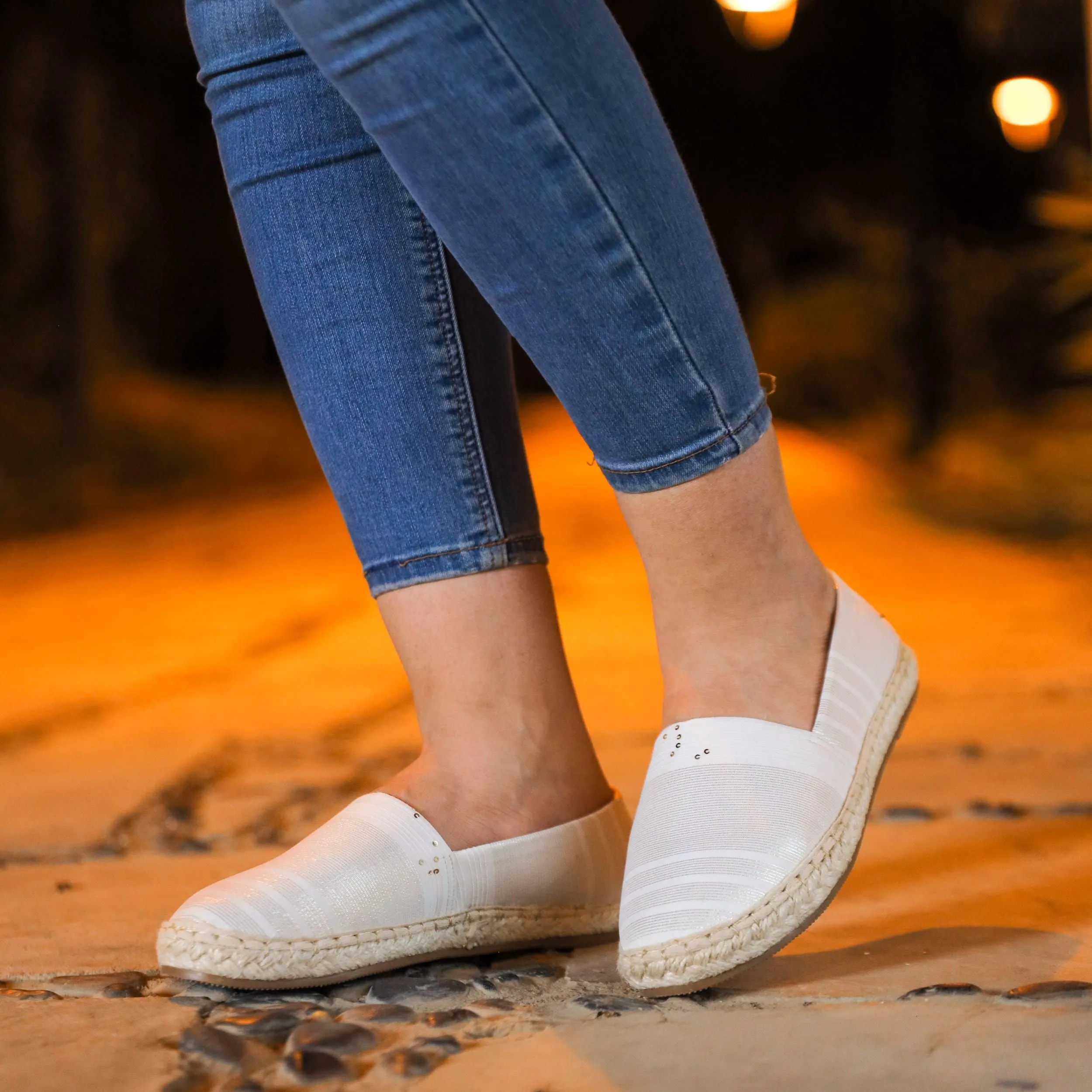 White Sportiv Fabric Slip On Espadrilles