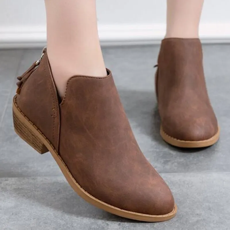 Women Boots Autumn Winter Boots Classic Zipper Snow Ankle Boots