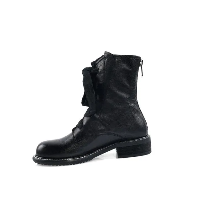 Women Boots Genuine Leather Short Boots Women Leisure Fashion Runway Show Women Shoes Winter Boots