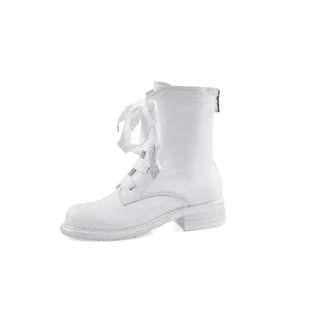 Women Boots Genuine Leather Short Boots Women Leisure Fashion Runway Show Women Shoes Winter Boots