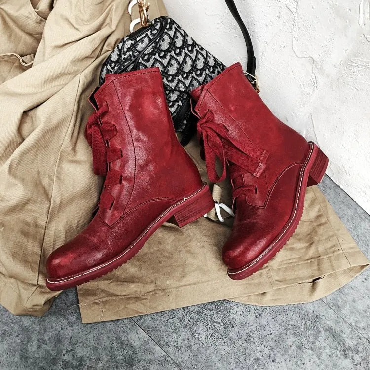 Women Boots Genuine Leather Short Boots Women Leisure Fashion Runway Show Women Shoes Winter Boots