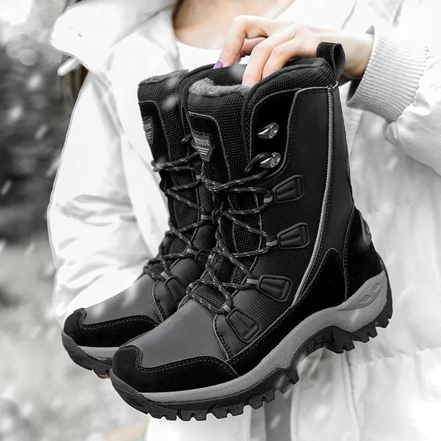 Women Boots HOT Warm Winter Plush Mid-Calf Waterproof Ladies Booties