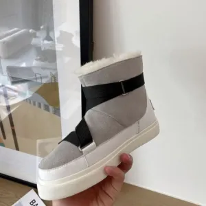 Women Snow Boots Real Leather Warm Fur Winter Shoes