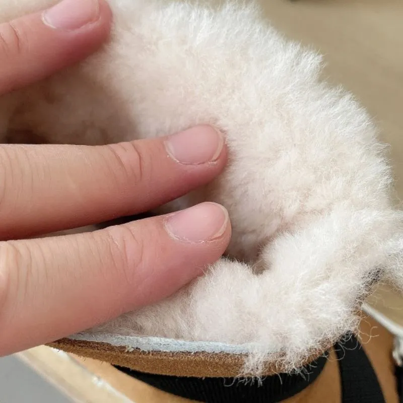 Women Snow Boots Real Leather Warm Fur Winter Shoes