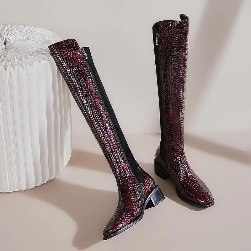Women Stone  Mixed Colors A Riding Boots