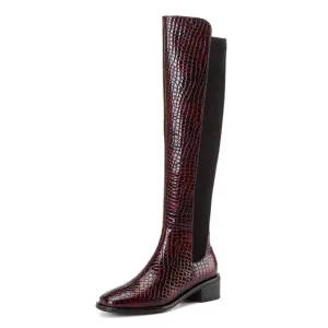Women Stone  Mixed Colors A Riding Boots