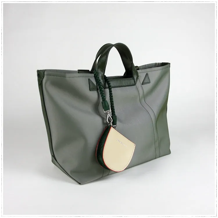 Womens Beige&Green Leather Coin Zip Wallet with Leather Chain Leather Zip Wristlet Purse for Ladies