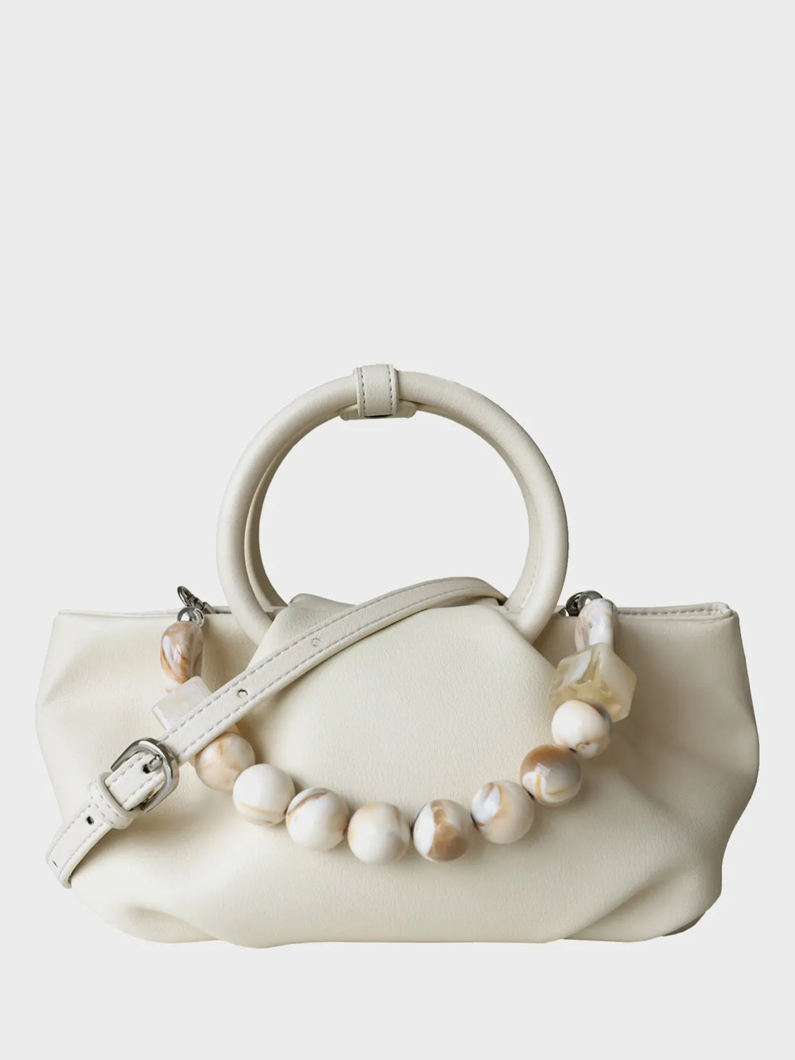 Women's Cloud Puffy Pouch Ruched Dumpling Bag Soft Leather Top Handle Clutch