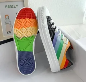Women's Fashion - Woman Sneakers New Rainbow Retro Canvas