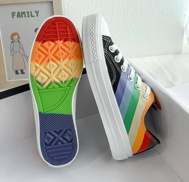Women's Fashion - Woman Sneakers New Rainbow Retro Canvas