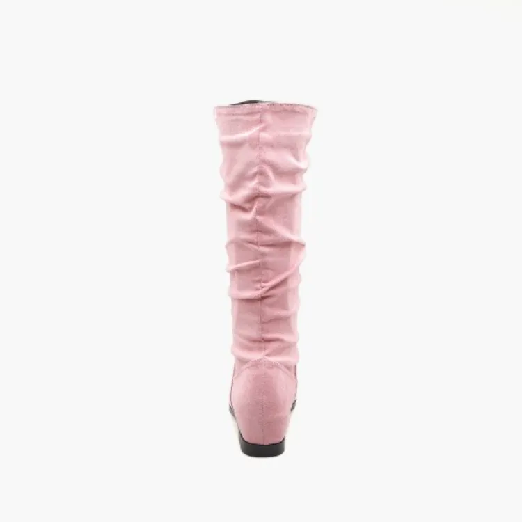Women's Folds Wedge Heel Knee High Boots