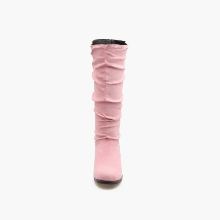 Women's Folds Wedge Heel Knee High Boots