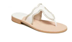 WOMEN'S JACK ROGERS JACKIE FLAT SANDALS WHITE AND PLATINUM 111201SA02