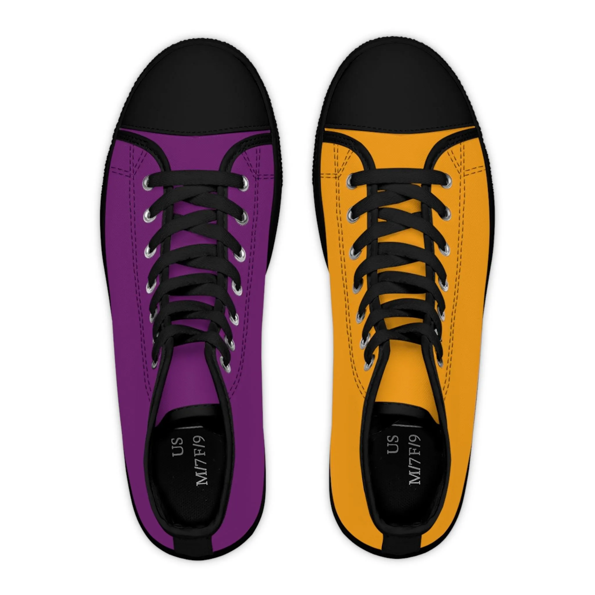 Women's Orange & Purple Mismatched High Top Sneakers