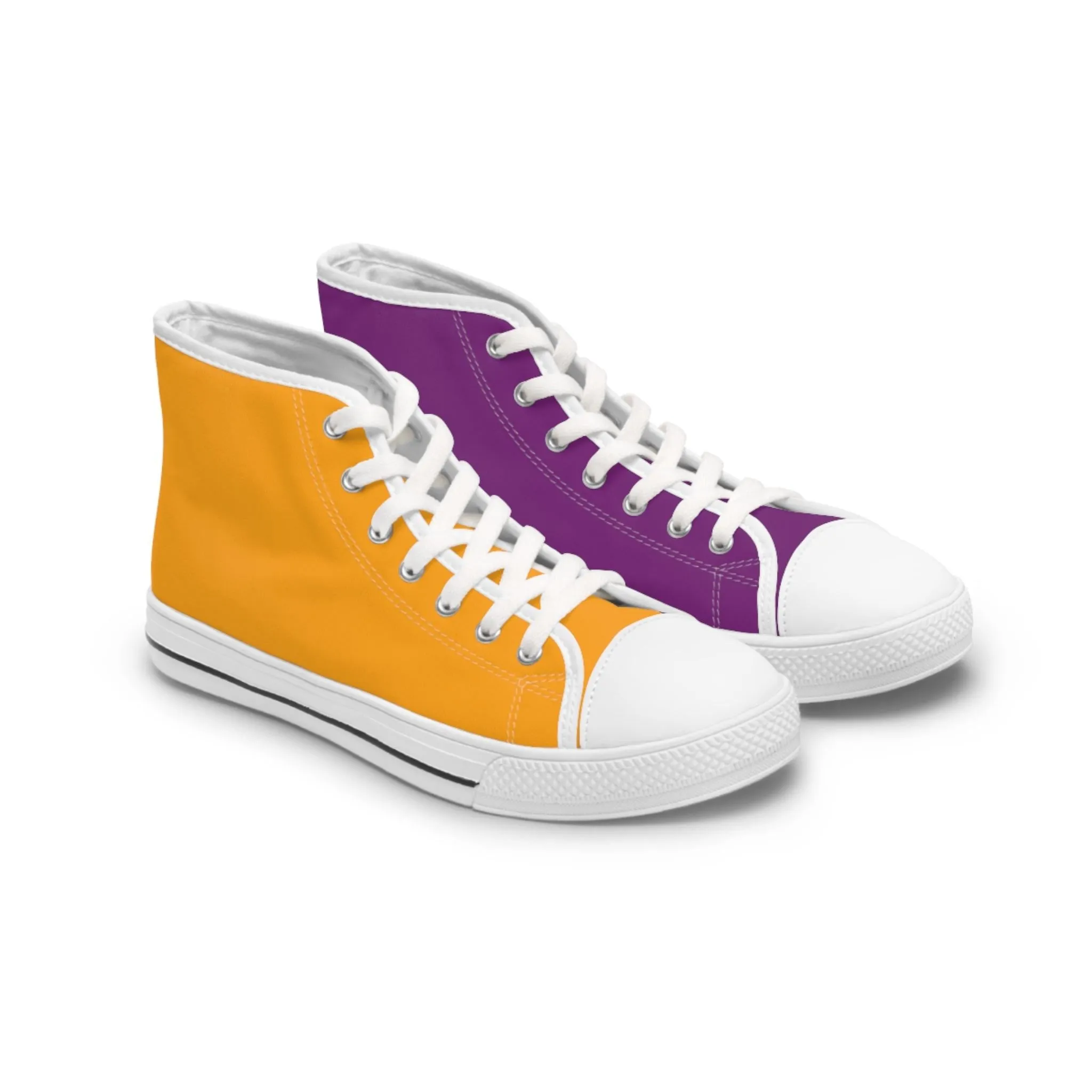 Women's Orange & Purple Mismatched High Top Sneakers