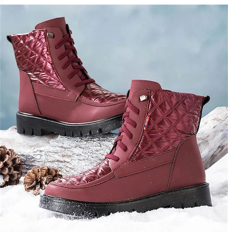 Womens Waterproof Snow Boots For Winter Lace Up and Zipper