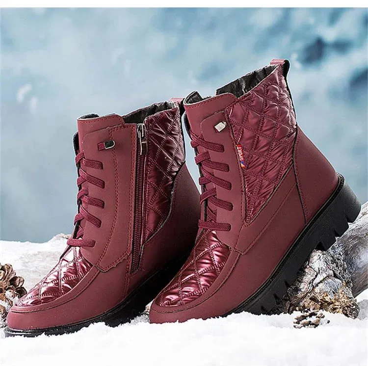 Womens Waterproof Snow Boots For Winter Lace Up and Zipper