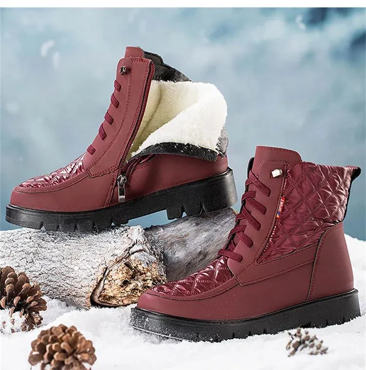 Womens Waterproof Snow Boots For Winter Lace Up and Zipper
